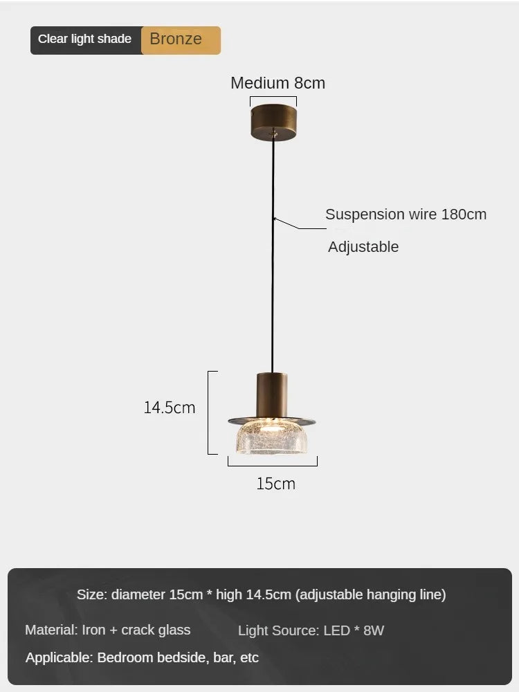 suspension rétro en verre craquelé style américain pour bar et café