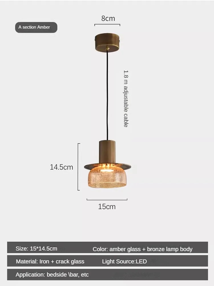 suspension rétro en verre craquelé style américain pour bar et café