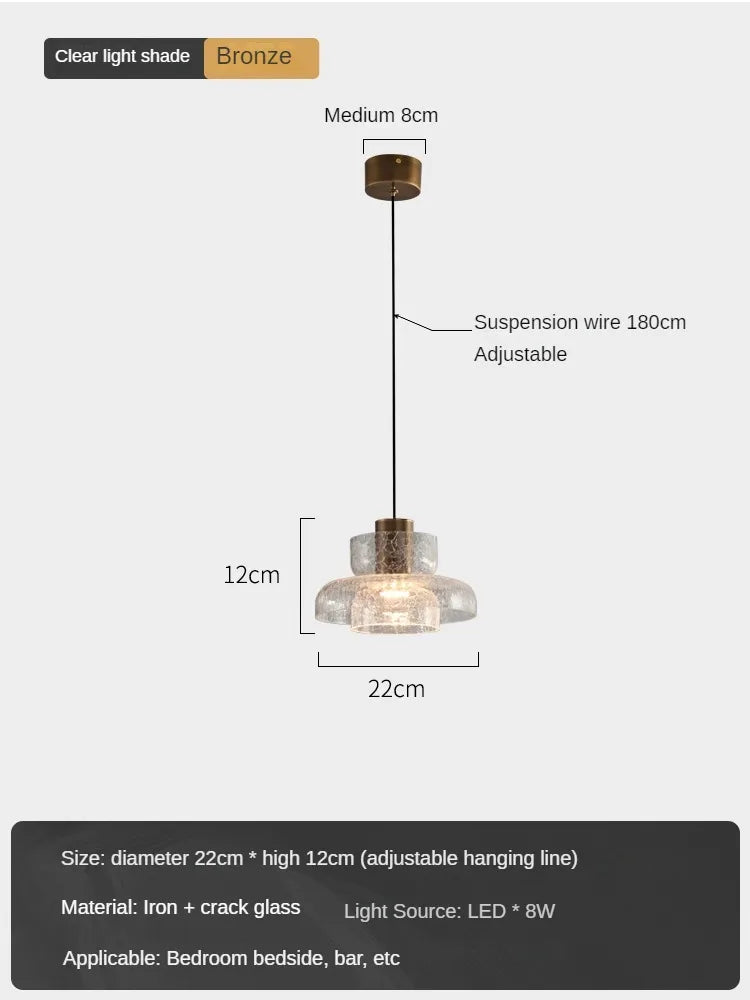 suspension rétro en verre craquelé style américain pour bar et café