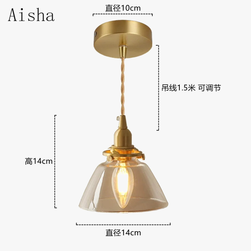 suspension rétro en verre et laiton pour intérieur créatif