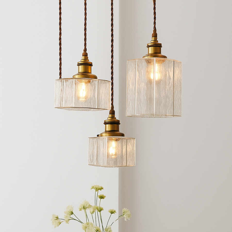 suspension rétro en verre pour éclairage intérieur élégant