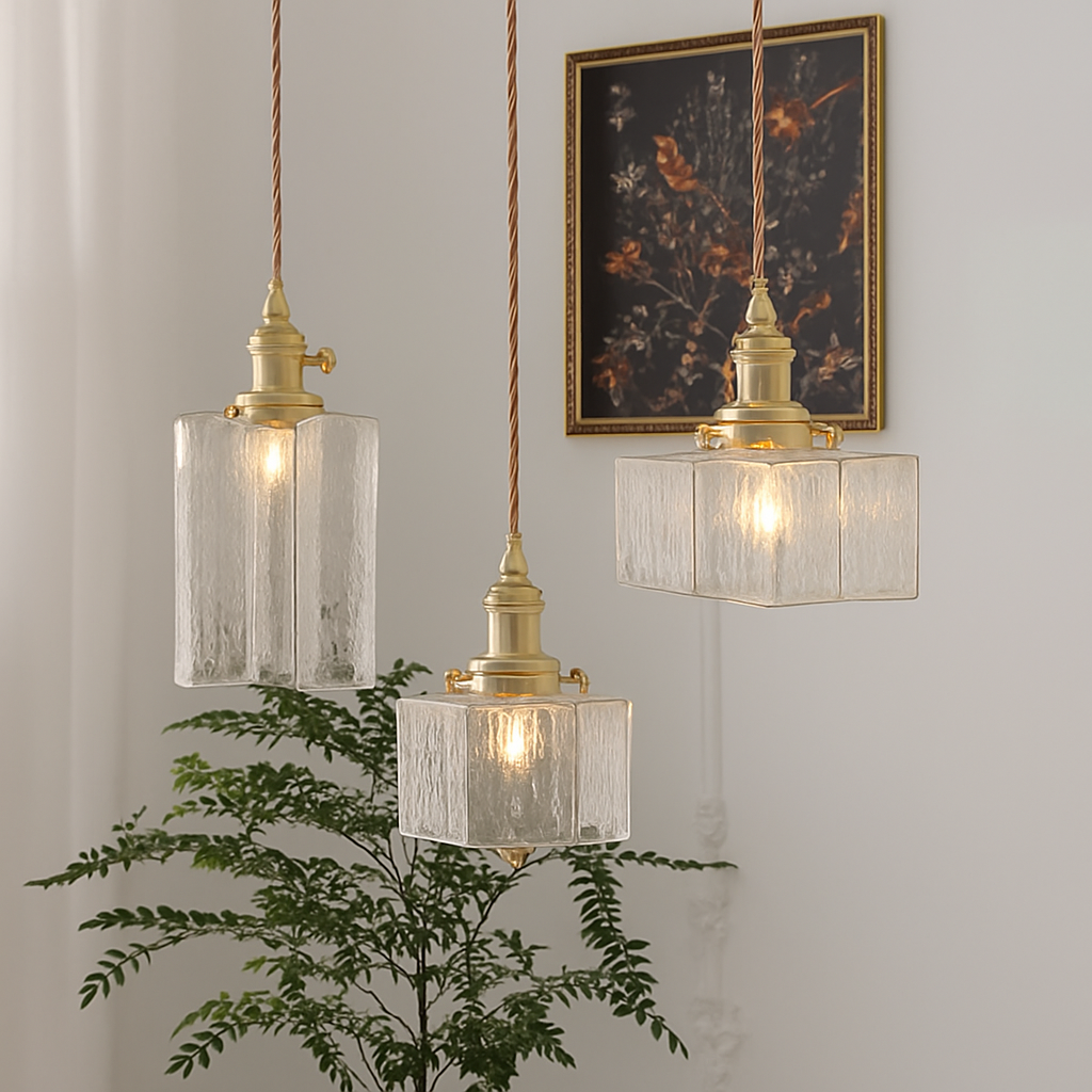 suspension rétro en verre pour éclairage intérieur élégant