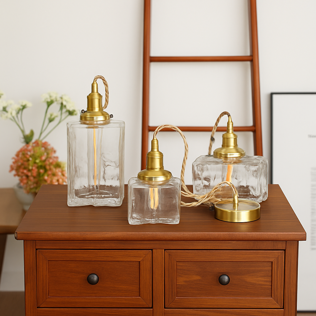 suspension rétro en verre pour éclairage intérieur élégant