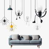 Suspension rétro nordiques petit fer homme araignée lampe suspendue lumière d'escalade LED pour Loft chambre d'enfants café Bar