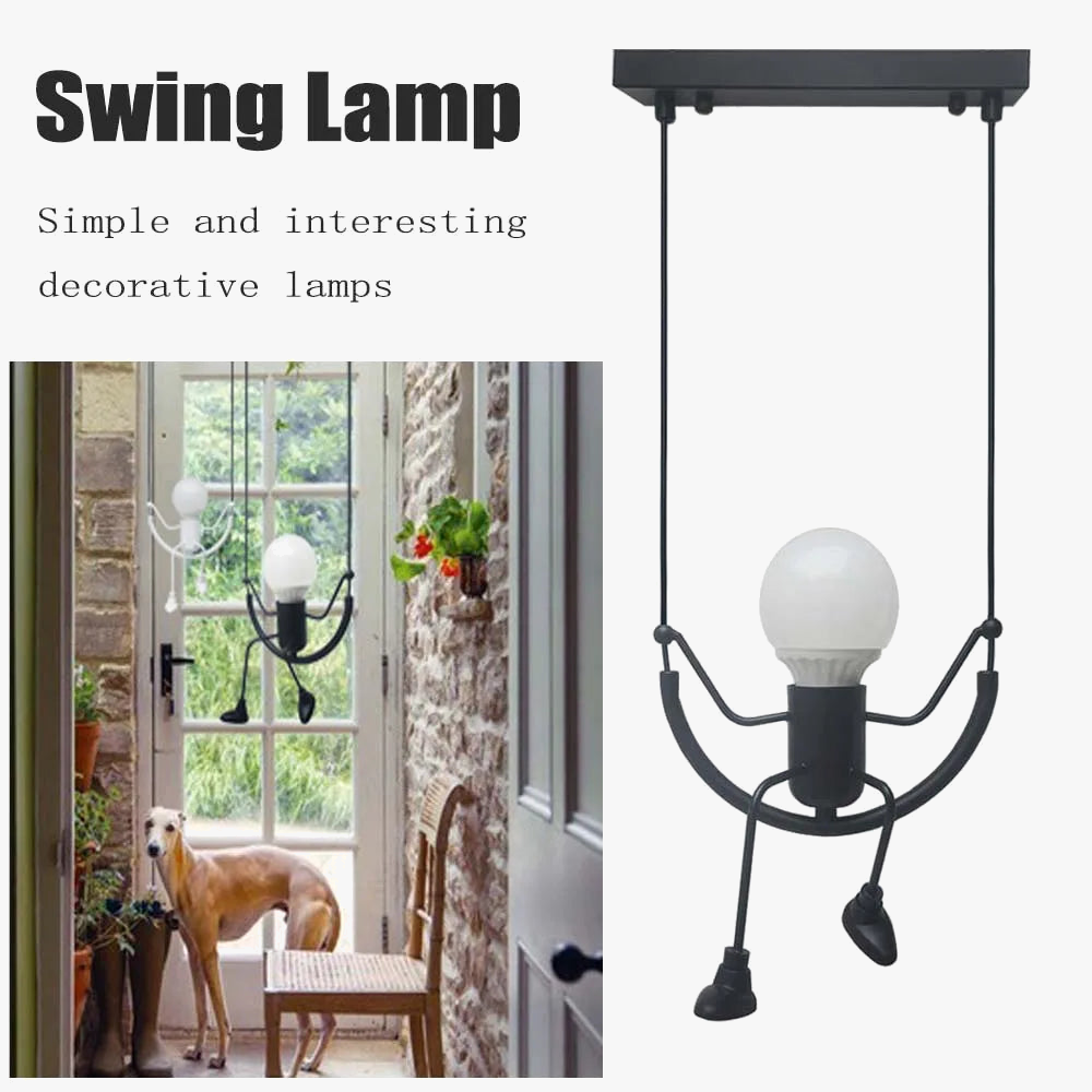 Suspension rétro nordiques petit fer homme araignée lampe suspendue lumière d'escalade LED pour Loft chambre d'enfants café Bar