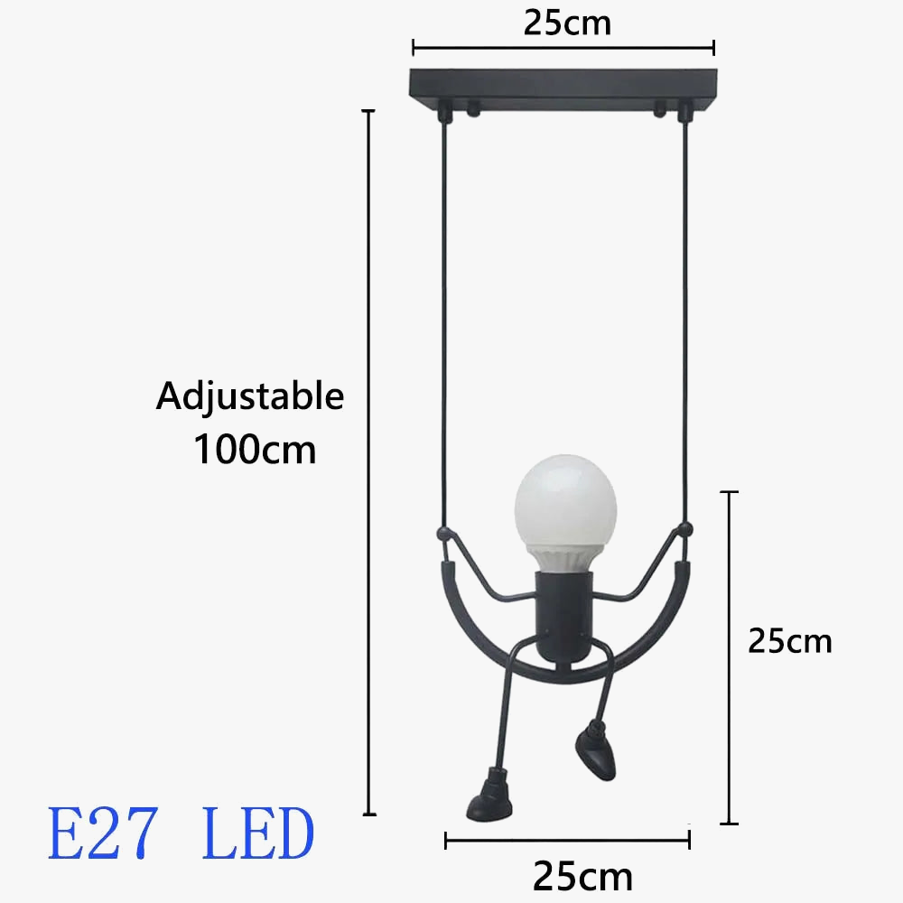 Suspension rétro nordiques petit fer homme araignée lampe suspendue lumière d'escalade LED pour Loft chambre d'enfants café Bar
