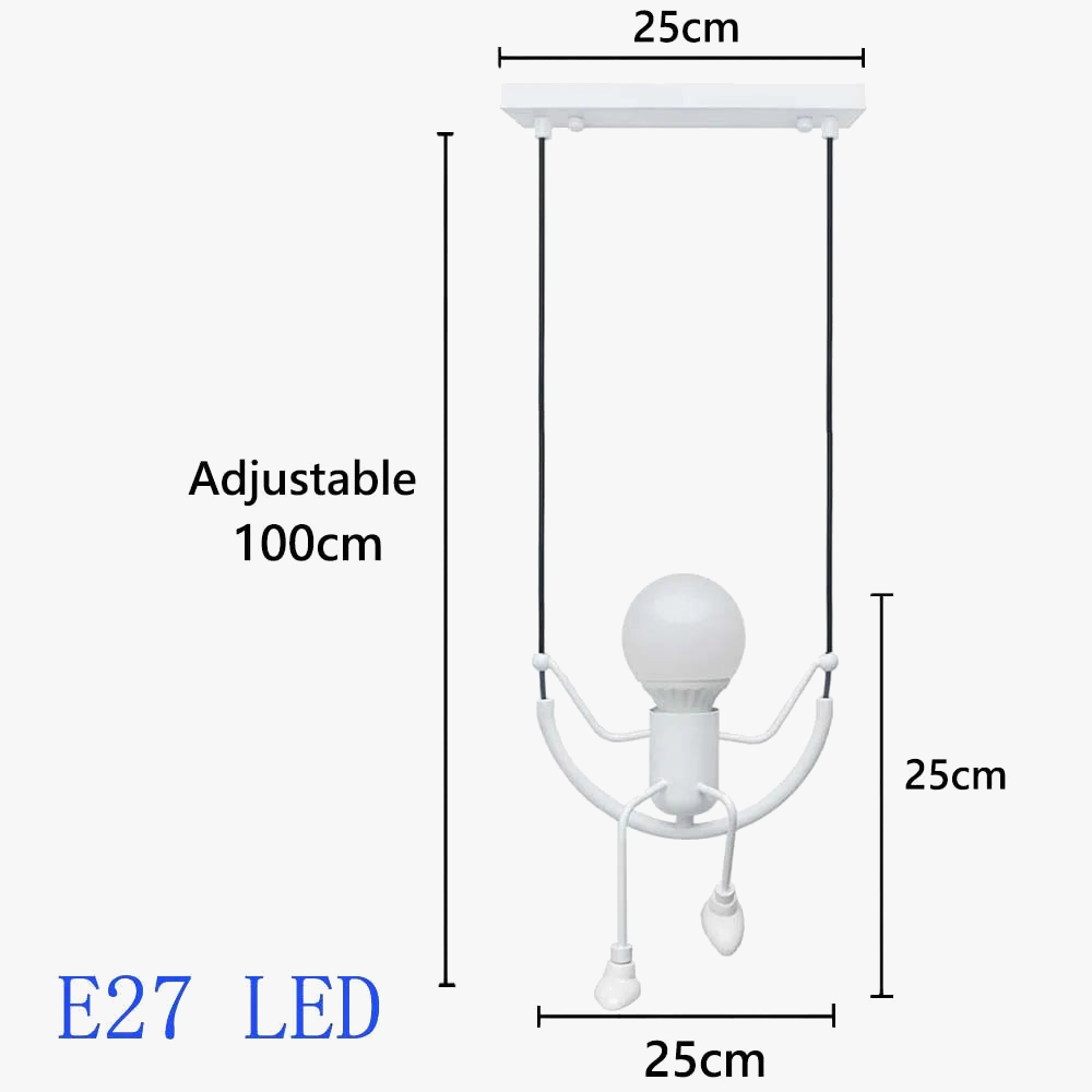 Suspension rétro nordiques petit fer homme araignée lampe suspendue lumière d'escalade LED pour Loft chambre d'enfants café Bar