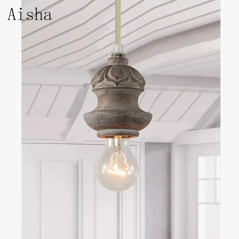 suspension rétro style rural imitation bois pour intérieur