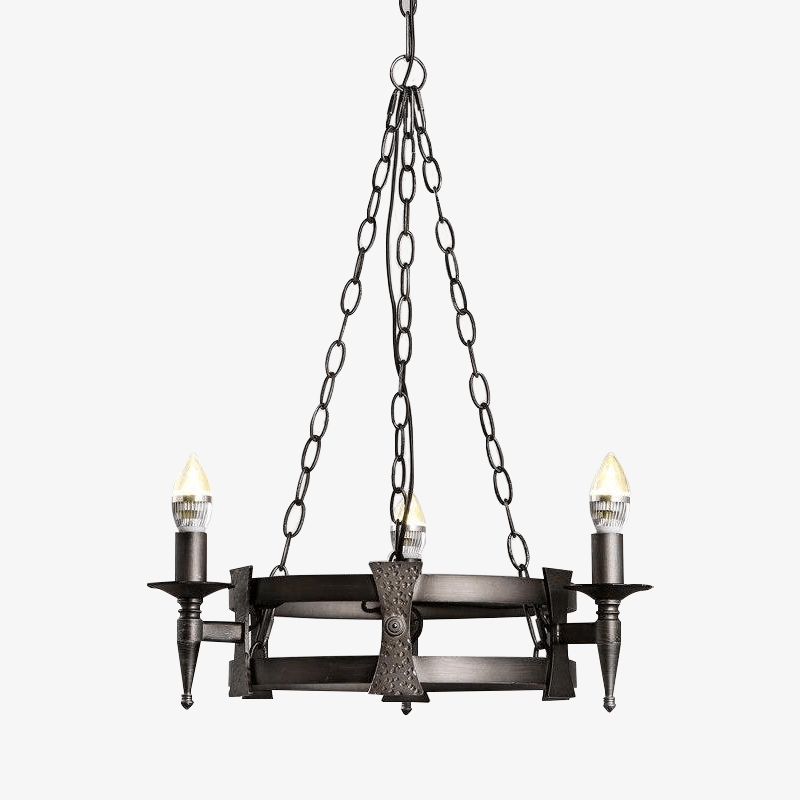 Suspension retro LED avec chaines et abat-jour métal