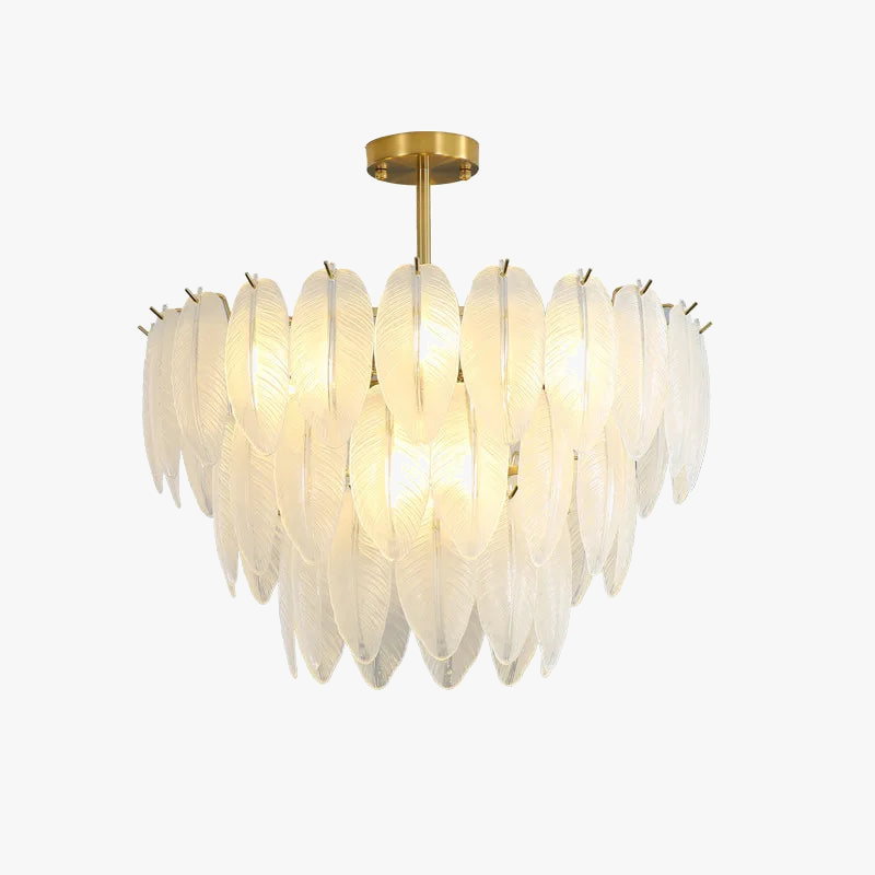 suspension romantique en verre et plumes design moderne minimaliste