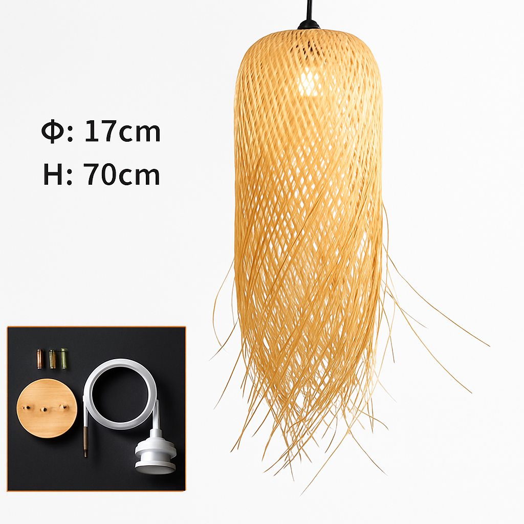Suspension ronde en bambou tressé Japanese