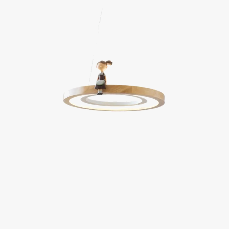 suspension ronde à led en bois pour éclairage commercial et industriel