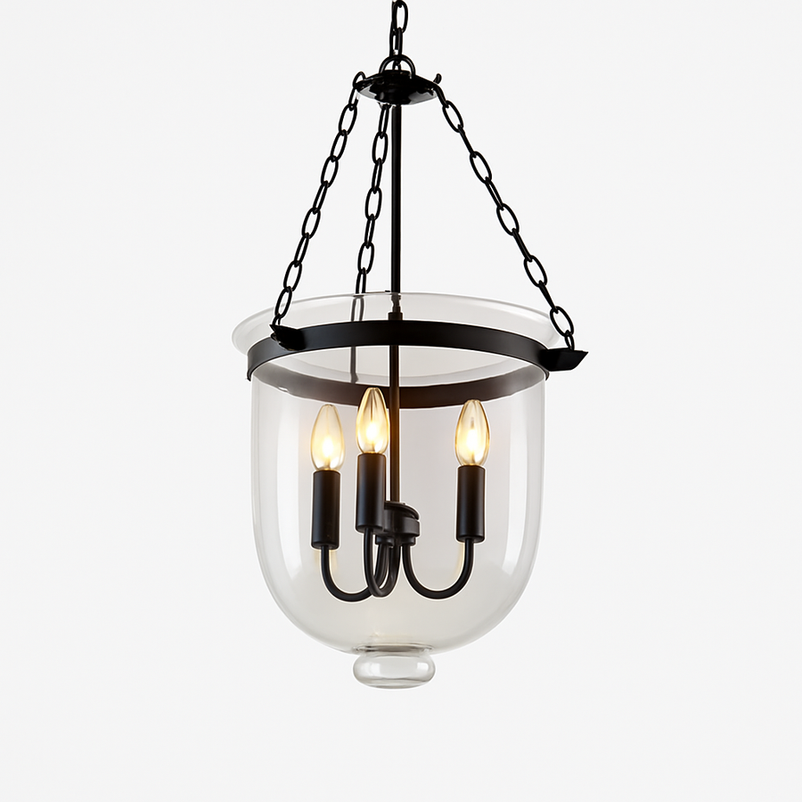Suspension rustique en verre et métal rétro