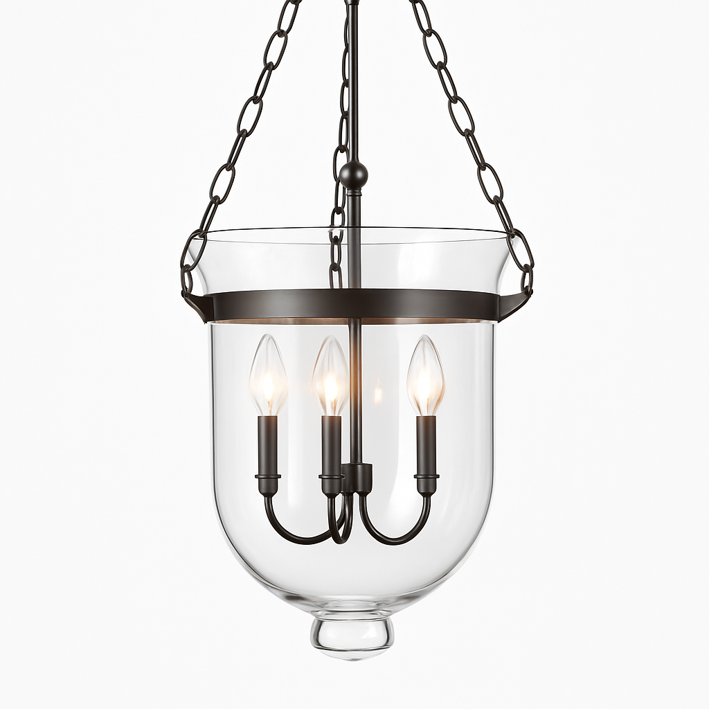 Suspension rustique en verre et métal rétro