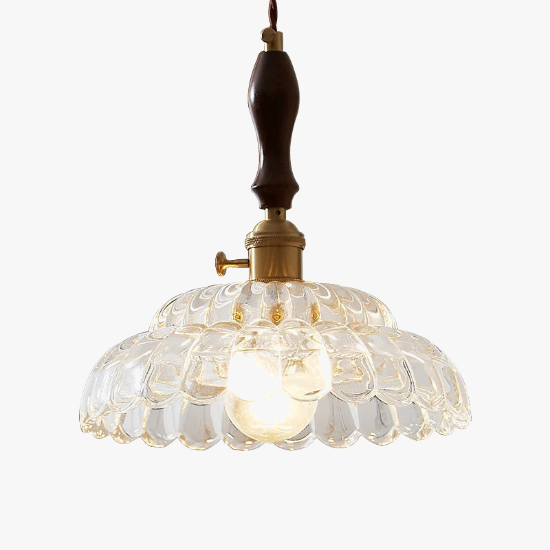 suspension rustique nordique en verre avec interrupteur led