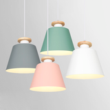 Suspension cloche en métal coloré et collerette en bois — Buis