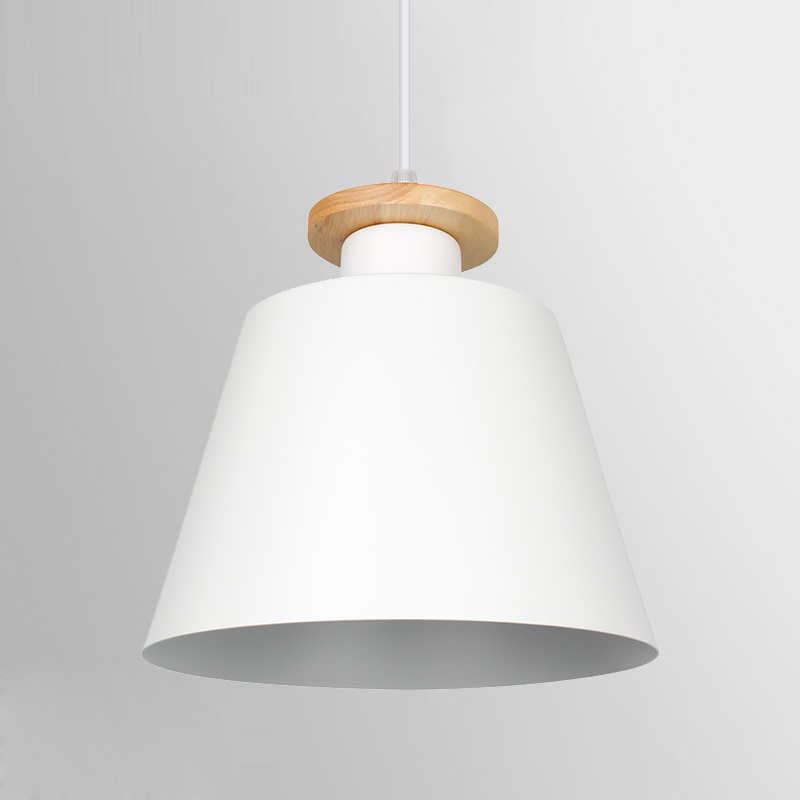 Suspension cloche en métal coloré et collerette en bois — Buis