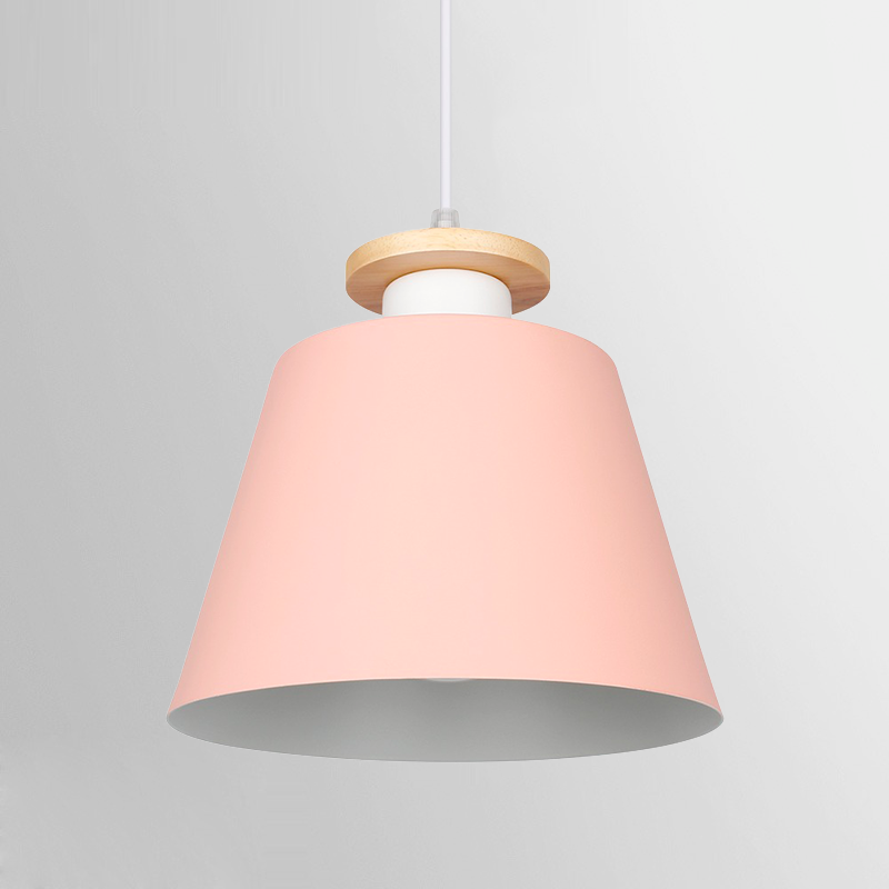 Suspension cloche en métal coloré et collerette en bois — Buis