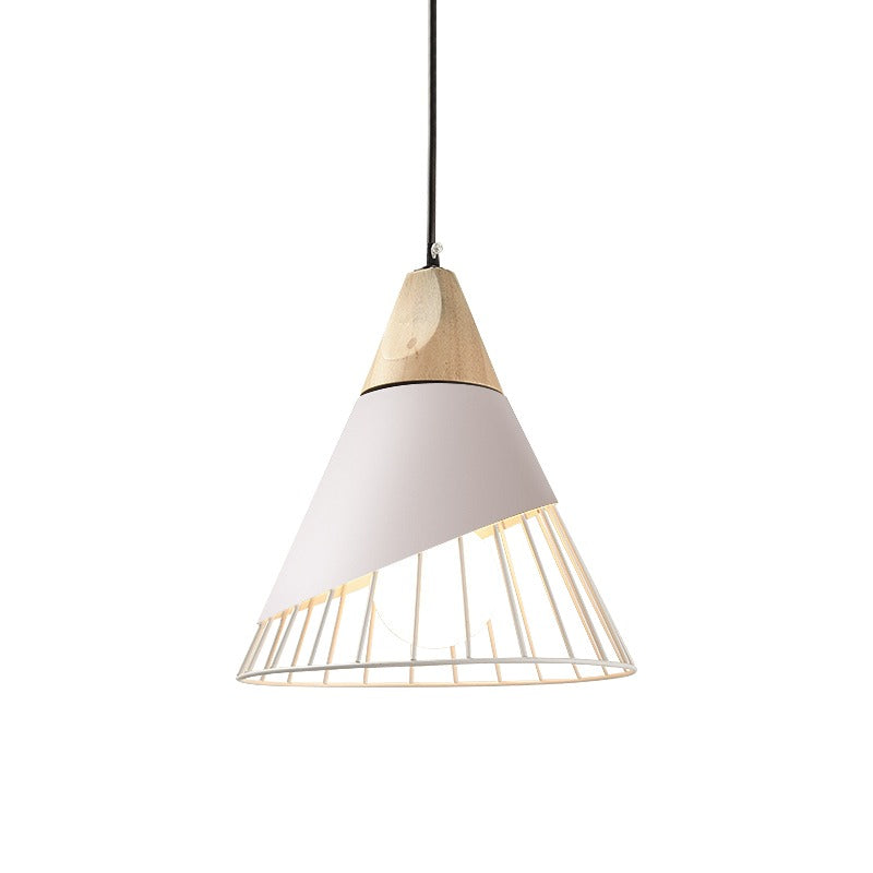 Suspension conique en métal coloré et demi-cage filaire — Calcaire
