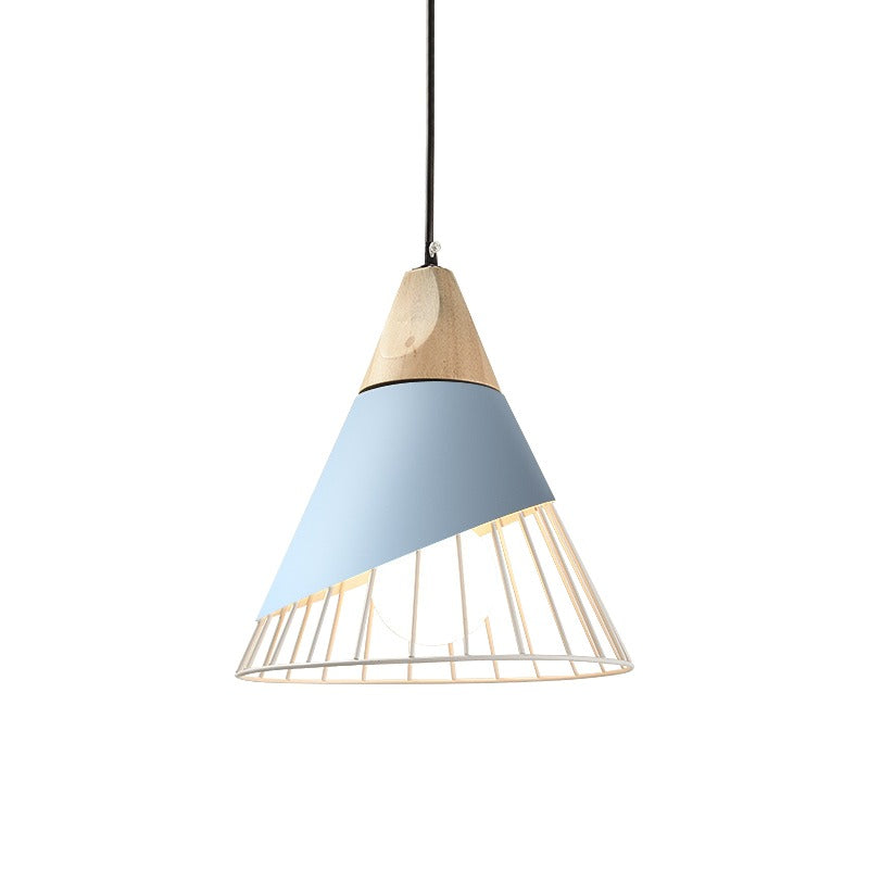 Suspension conique en métal coloré et demi-cage filaire — Calcaire