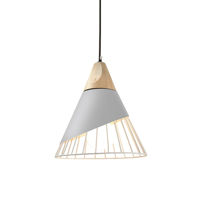 Suspension conique en métal coloré et demi-cage filaire — Calcaire
