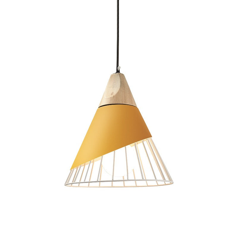Suspension conique en métal coloré et demi-cage filaire — Calcaire