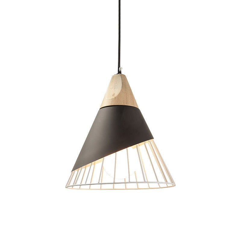 Suspension conique en métal coloré et demi-cage filaire — Calcaire