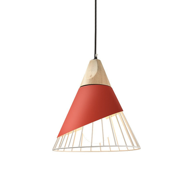 Suspension conique en métal coloré et demi-cage filaire — Calcaire