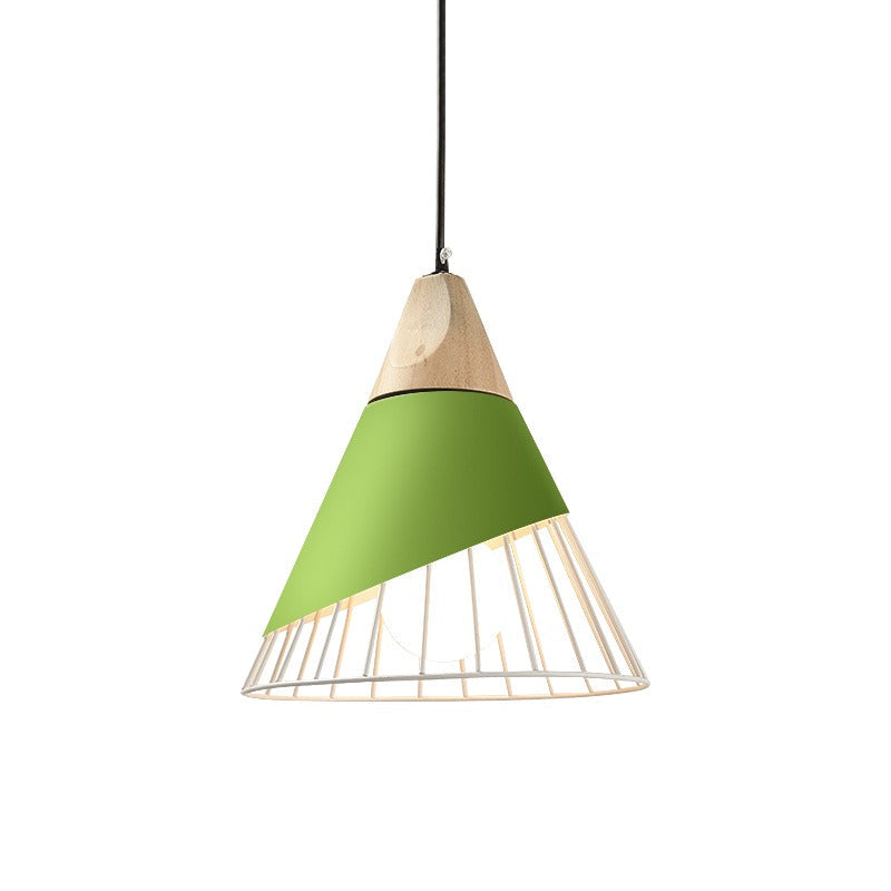 Suspension conique en métal coloré et demi-cage filaire — Calcaire