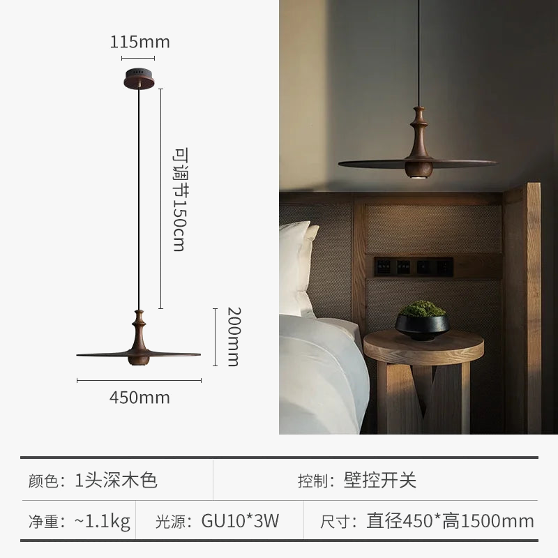suspension soucoupe volante en bois design minimaliste pour intérieur