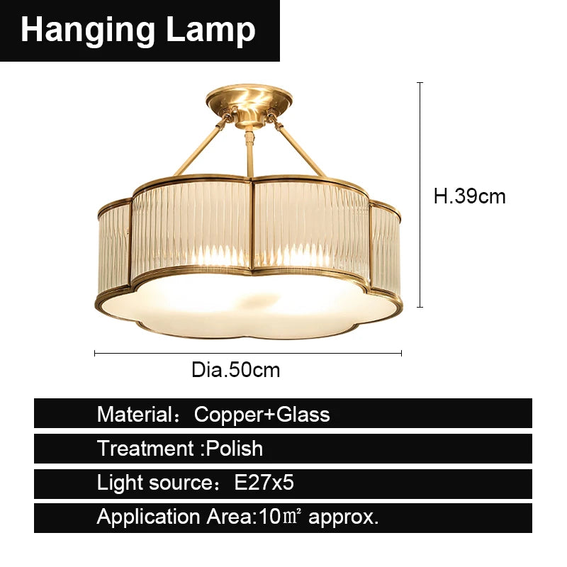 Suspension ou plafonnier en verre de cuivre E27 lampe à LED montée au plafond pour salon allée chambre Lampara luminaire intérieur