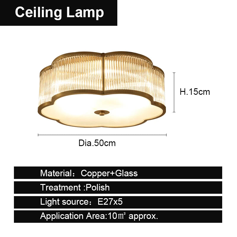 Suspension ou plafonnier en verre de cuivre E27 lampe à LED montée au plafond pour salon allée chambre Lampara luminaire intérieur