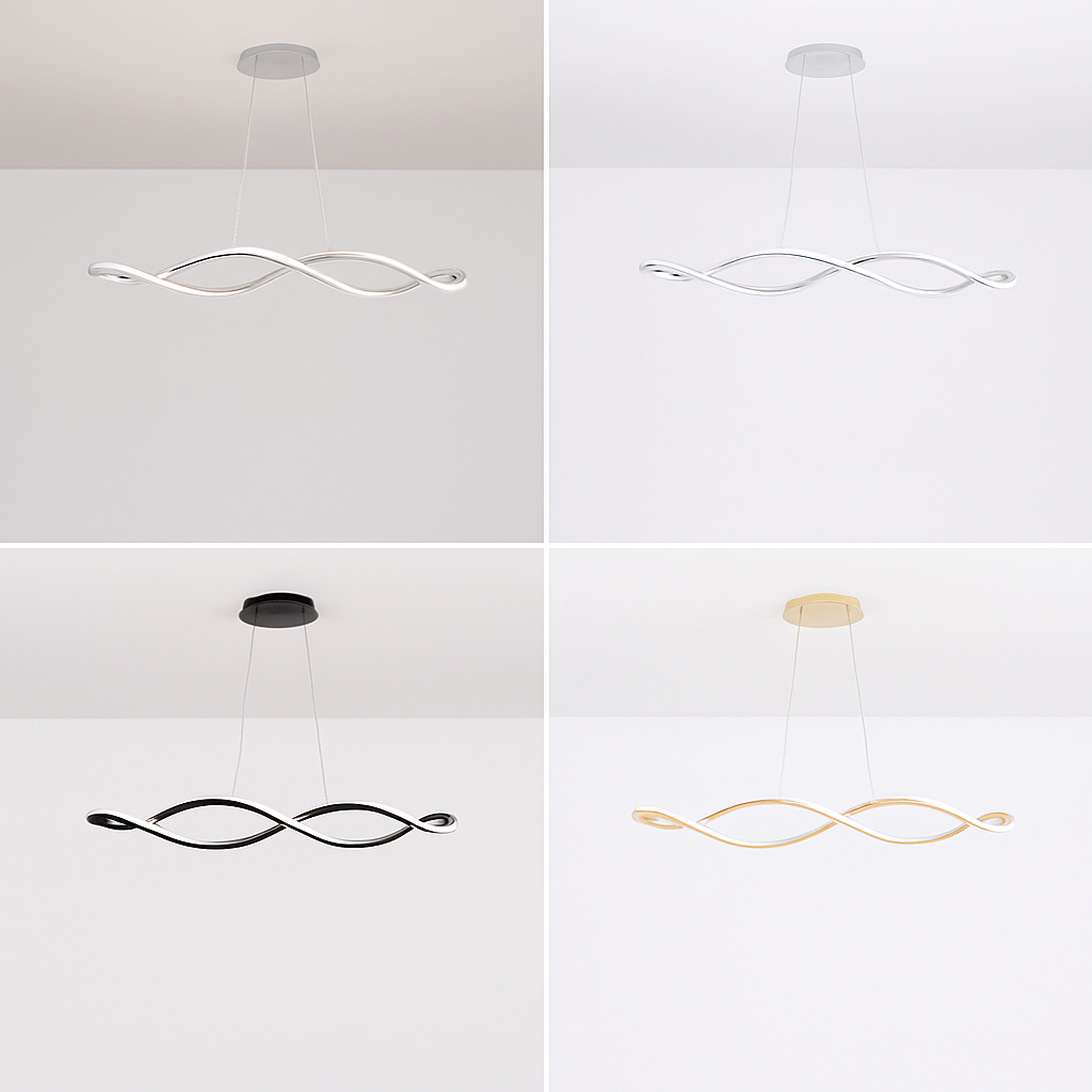 Suspension Suspension LED Lustres LED modernes pour salle à manger salon chambre L92cm Or / Chrome / Noir Télécommande / Contrôle APP