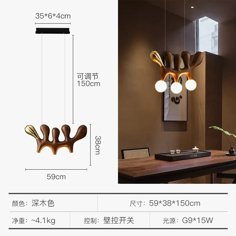 suspension traditionnelle en bois massif zen art décorative pour restaurant et bar
