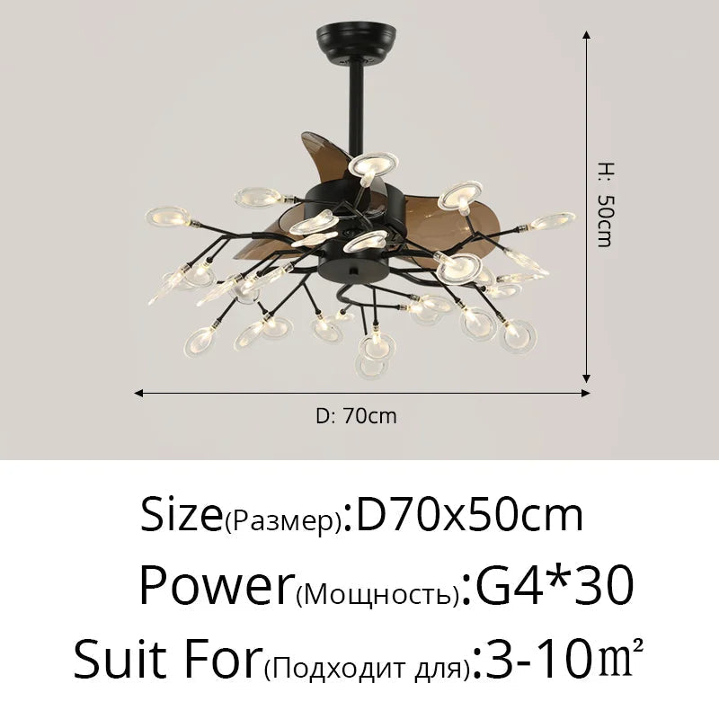 suspension ventilateur créatif moderne avec lumière LED