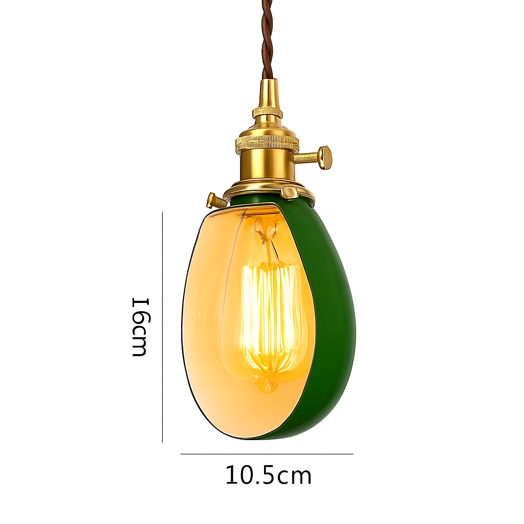 Suspension vintage edison en verre avec prise en cuivre