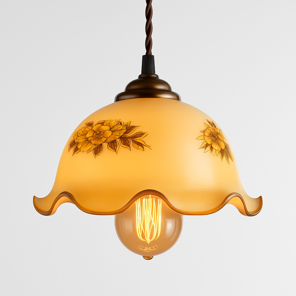 Suspension vintage edison en verre avec prise en cuivre