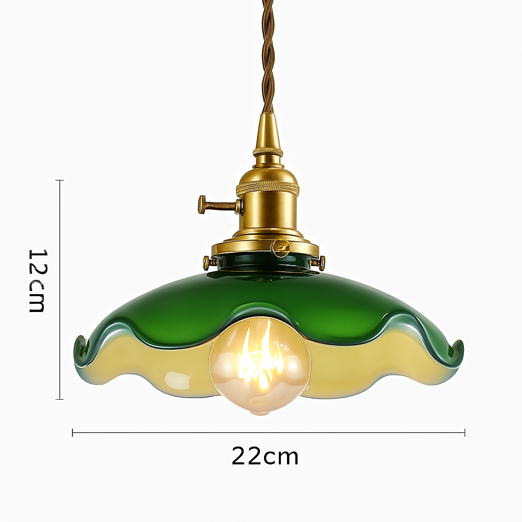 Suspension vintage edison en verre avec prise en cuivre