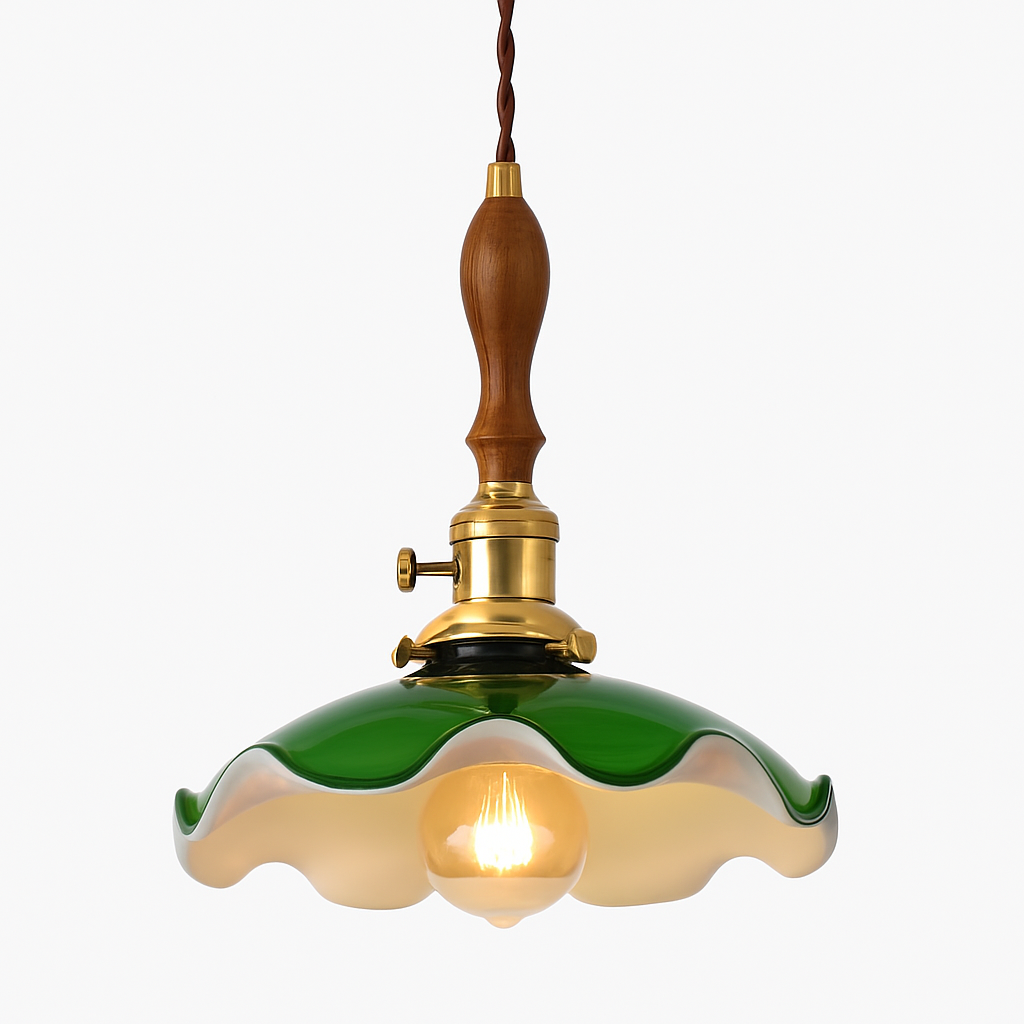 Suspension vintage edison en verre avec prise en cuivre