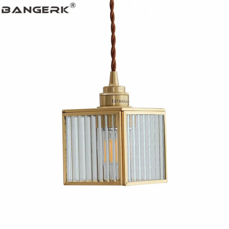 suspension vintage en cuivre avec verre pour éclairage intérieur