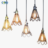 suspension vintage en fer avec abat jour et interrupteur intérieur
