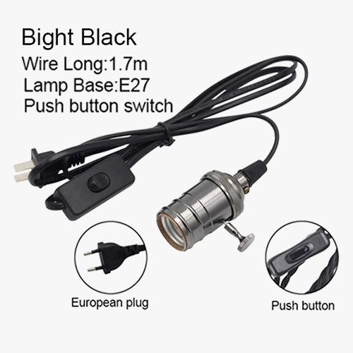 suspension vintage en fer avec interrupteur et support de lampe