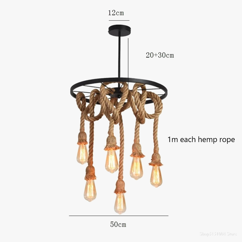 suspension vintage en fer et chanvre pour bar