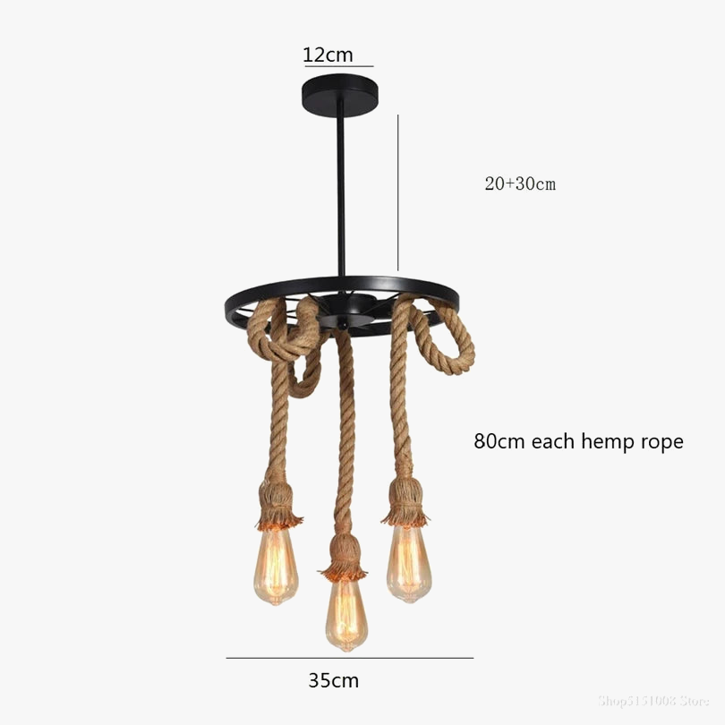 suspension vintage en fer et chanvre pour bar