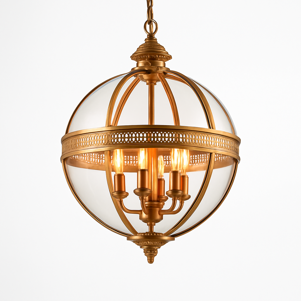 suspension vintage en fer forgé avec abat-jour en verre