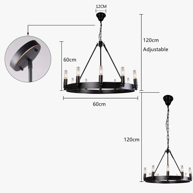 suspension vintage en fer forgé pour éclairage intérieur rétro