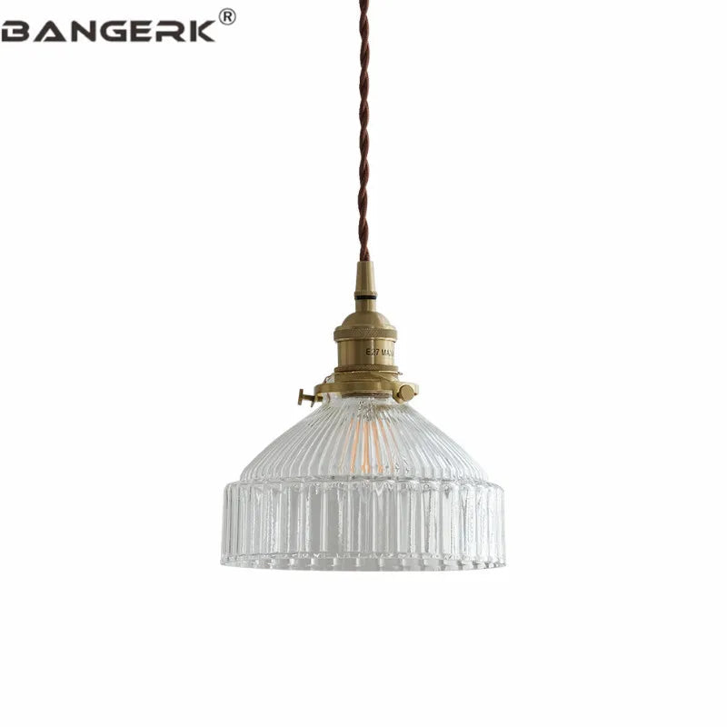 suspension vintage en laiton et verre japonais pour éclairage de maison