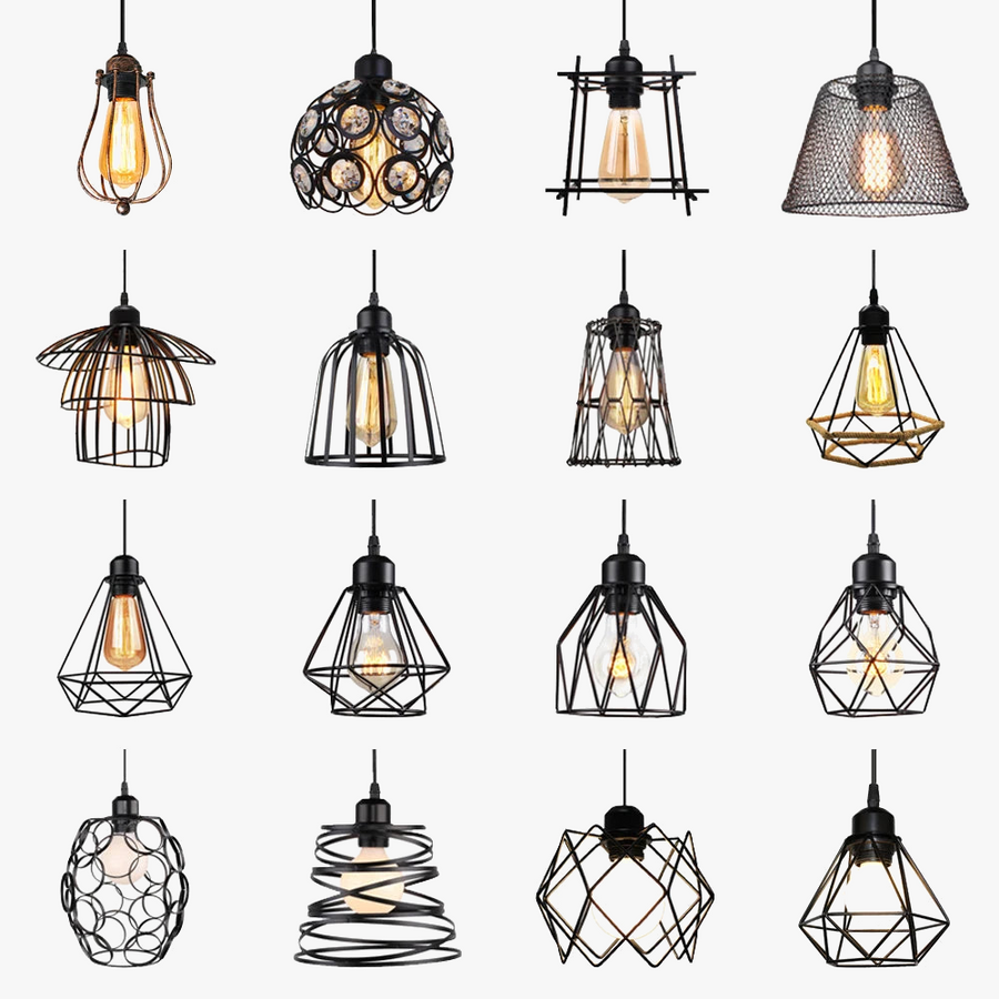 suspension vintage en métal abat-jour cage pour éclairage intérieur