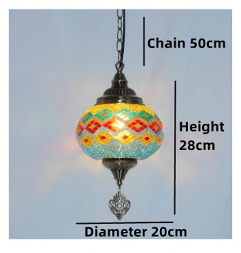 suspension vintage en verre teinté style bohème fait main en turquie