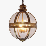 suspension vintage globe en fer forgé avec abat-jour en verre
